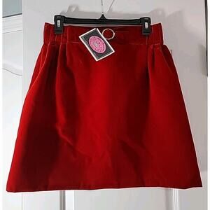 HER MAJESTY'S ACCESSORIES Hostess Lush Lined Red Velvet Apron W/ Rhinestones NWT